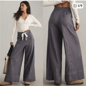 NEW Anthropologie Maeve Tie Waist Wide Leg Casual Breezy Linen Blend Pants XL